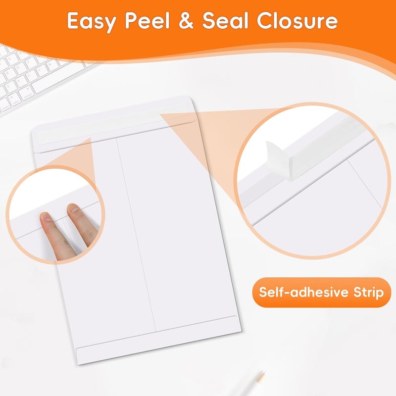 FloraSea 50 Pack 6x9 Envelopes Self Seal, White Catalog Mailing Envelopes 6 x 9 Manilla Envelopes for Mailing, Organize, Storage, Home, Office Business - Image 3
